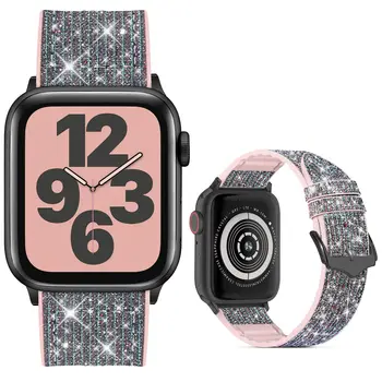 Silikono+Odinis Dirželis, Apple Watch Band 45mm 41mm 44mm 42mm 40mm Bling Apyrankės Apyrankės Už iWatch 8 7 6 5 4 3 SE Correa