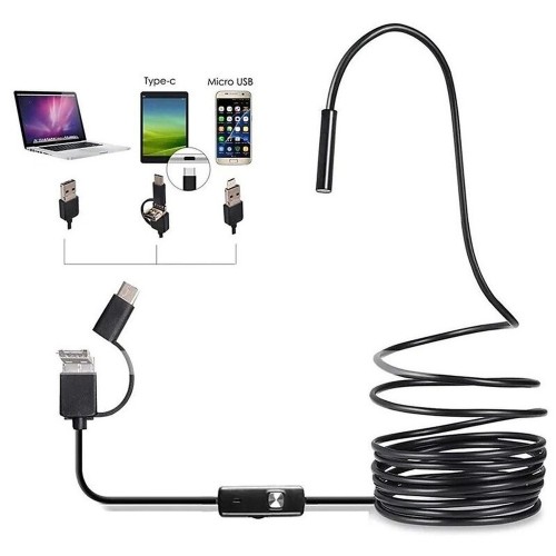 USB ENDOSKOPINĖ KAMERA 5 M SU LED APŠVIETIMU (TYPE-C / MICRO USB)