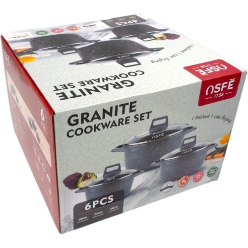 OSFÉ 1758 GRANITO PUODŲ RINKINYS, 6 VNT.