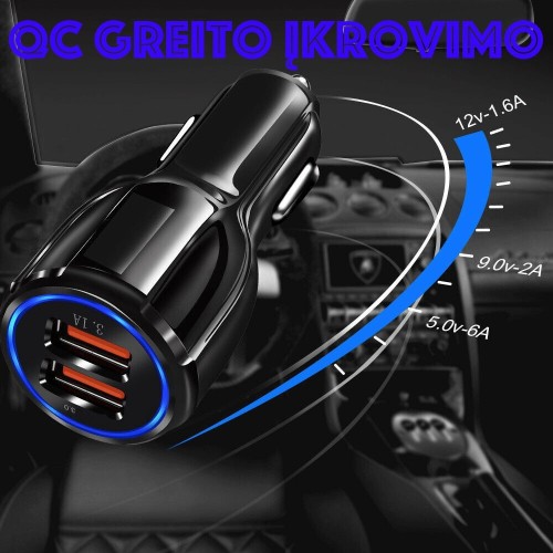 GREITO ĮKROVIMO AUTO SAM. 2 X USB 3.0 FAST ADAPTERIS GREITO ĮKROVIMO AUTO SAM. 2 X USB 3.0 FAST ADAPTERIS