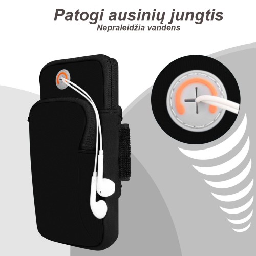 RANKOS PINIGINĖ - TELEFONO DĖKLAS SPORTUI - JUODA