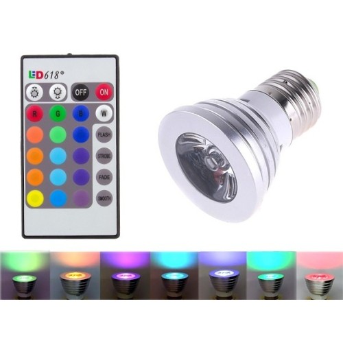E27 RGB LEMPUTĖ SU PULTELIU E27 RGB LEMPUTĖ SU PULTELIU