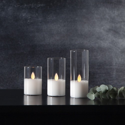 LED ŽVAKĖ SU TIKRO STIKLO GAUBTU, 10 CM LED ŽVAKĖ SU TIKRO STIKLO GAUBTU, 10 CM