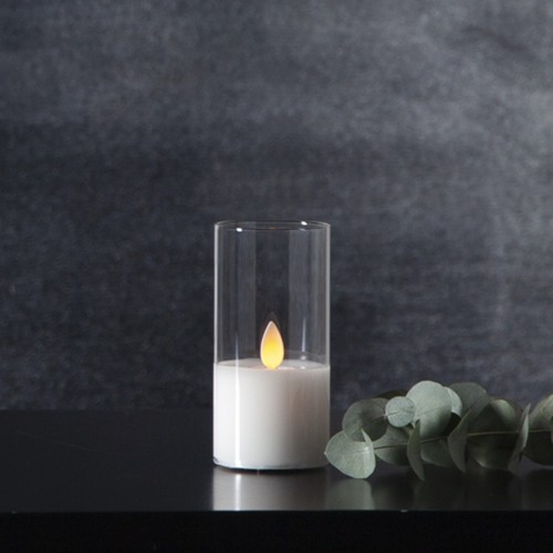LED ŽVAKĖ SU TIKRO STIKLO GAUBTU, 10 CM LED ŽVAKĖ SU TIKRO STIKLO GAUBTU, 10 CM
