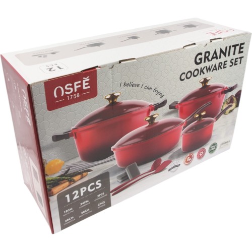 OSFE 12 DALIŲ ŽALIOS SPALVOS GRANITO PUODŲ RINKINYS OSFE 12 DALIŲ ŽALIOS SPALVOS GRANITO PUODŲ RINKINYS