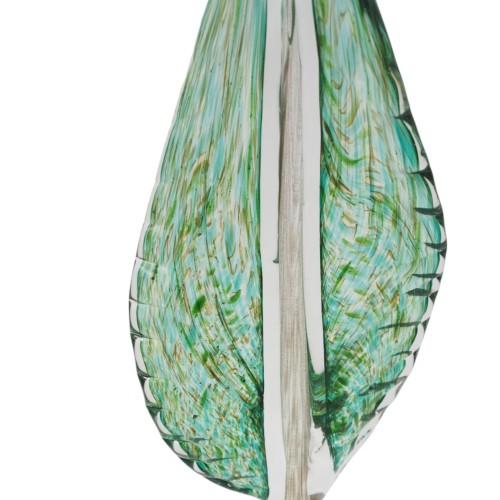 STIKLINĖ DEKORACIJA „LAPAS“, 13×9×41 CM ŽALIAS