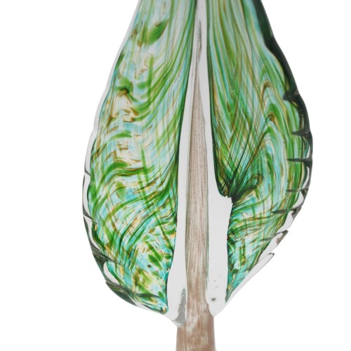 STIKLINĖ DEKORACIJA „LAPAS“, 12×7×32.5 CM ŽALIAS