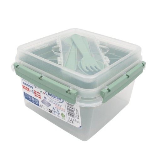 KVADRATINĖ MAISTO DĖŽUTĖ SU ĮRANKIAIS IR VIDINIU SKYRIUMI (2,25 L) KVADRATINĖ MAISTO DĖŽUTĖ SU ĮRANKIAIS IR VIDINIU SKYRIUMI (2,25 L)