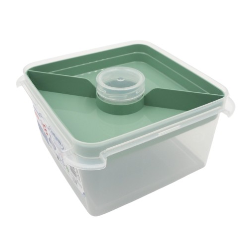 KVADRATINĖ MAISTO DĖŽUTĖ SU ĮRANKIAIS IR VIDINIU SKYRIUMI (2,25 L) KVADRATINĖ MAISTO DĖŽUTĖ SU ĮRANKIAIS IR VIDINIU SKYRIUMI (2,25 L)