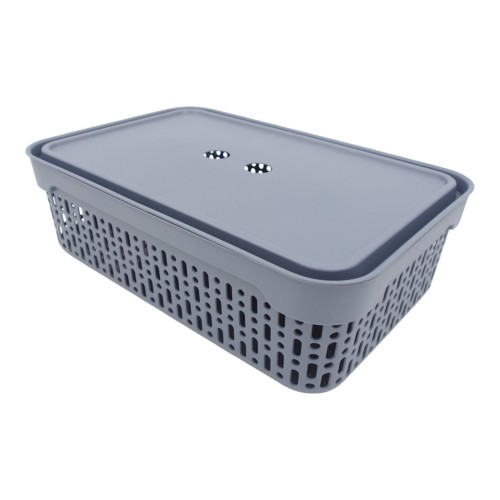 PLASTIKINĖ DĖŽĖ SU DANGČIU 40×30×13 CM PILKA PLASTIKINĖ DĖŽĖ SU DANGČIU 40×30×13 CM PILKA