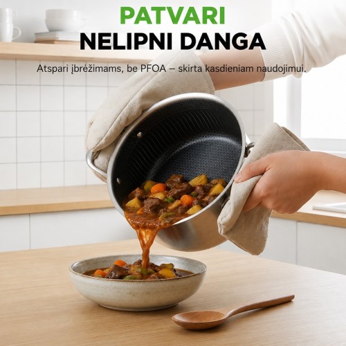 PUODAS SU DANGČIU OSFÉ TRI-PLY, 24 CM, 5 L PUODAS SU DANGČIU OSFÉ TRI-PLY, 24 CM, 5 L