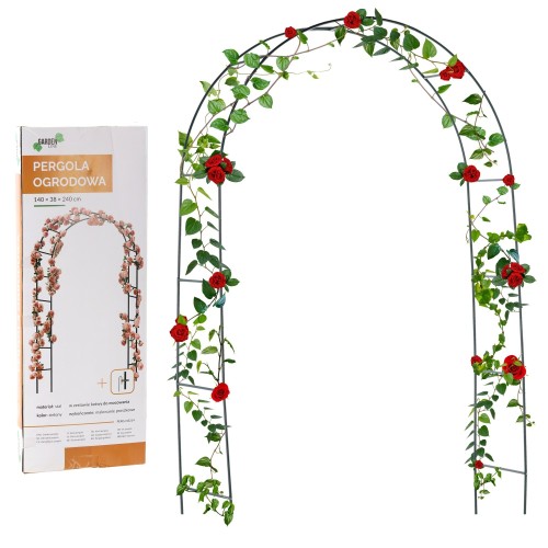 METALINĖ SODO PERGOLA VIJOKLINIAMS AUGALAMS 140 × 38 × 240 CM METALINĖ SODO PERGOLA VIJOKLINIAMS AUGALAMS 140 × 38 × 240 CM