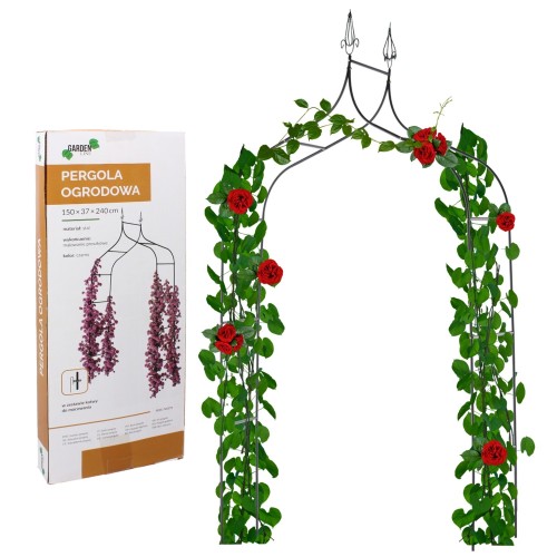 SODO PERGOLA AUGALAMS 150 × 37 × 240 CM, METALINĖ, JUODA SODO PERGOLA AUGALAMS 150 × 37 × 240 CM, METALINĖ, JUODA