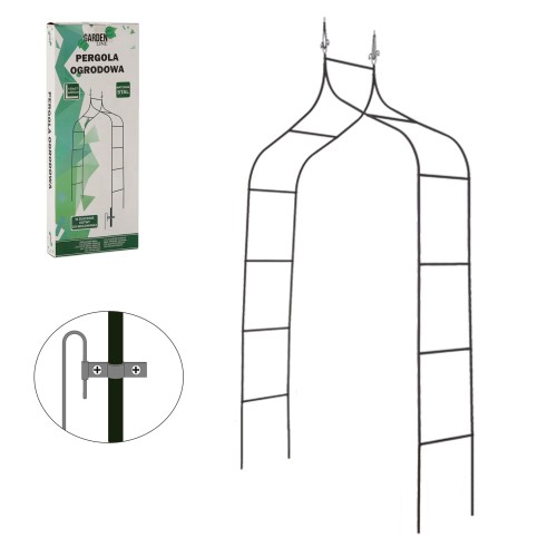 SODO PERGOLA AUGALAMS 150 × 37 × 240 CM, METALINĖ, JUODA SODO PERGOLA AUGALAMS 150 × 37 × 240 CM, METALINĖ, JUODA