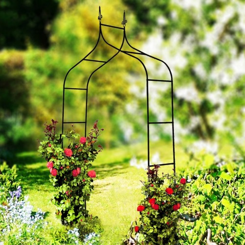 SODO PERGOLA AUGALAMS 150 × 37 × 240 CM, METALINĖ, JUODA SODO PERGOLA AUGALAMS 150 × 37 × 240 CM, METALINĖ, JUODA