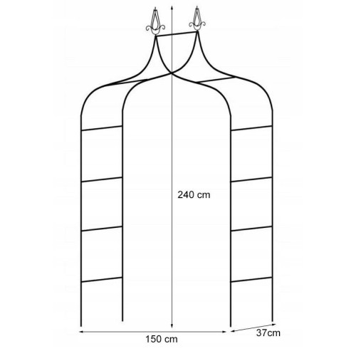 SODO PERGOLA AUGALAMS 150 × 37 × 240 CM, METALINĖ, JUODA SODO PERGOLA AUGALAMS 150 × 37 × 240 CM, METALINĖ, JUODA