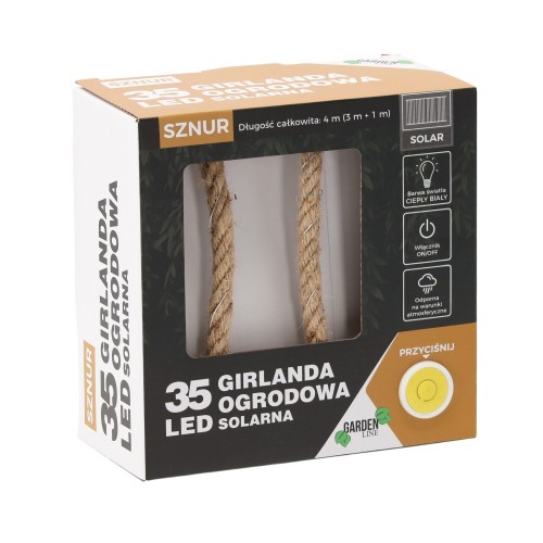 SAULĖS ENERGIJA MAITINAMA LED GIRLIANDA, 35 LED, 4 M, ŠILTA BALTA SAULĖS ENERGIJA MAITINAMA LED GIRLIANDA, 35 LED, 4 M, ŠILTA BALTA