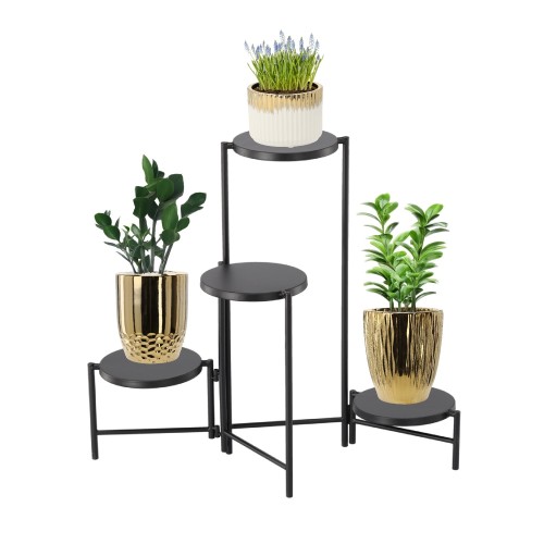 4 LYGIŲ STOVAS GĖLĖMS IR AUGALAMS 60 × 43 × 60 CM, JUODAS 4 LYGIŲ STOVAS GĖLĖMS IR AUGALAMS 60 × 43 × 60 CM, JUODAS