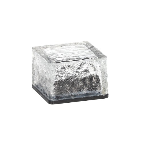 STIKLINĖ SAULĖS LEMPA – KUBAS 7 × 7 × 5 CM, ŠALTAI BALTA LED