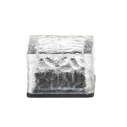 STIKLINĖ SAULĖS LEMPA – KUBAS 7 × 7 × 5 CM, ŠALTAI BALTA LED