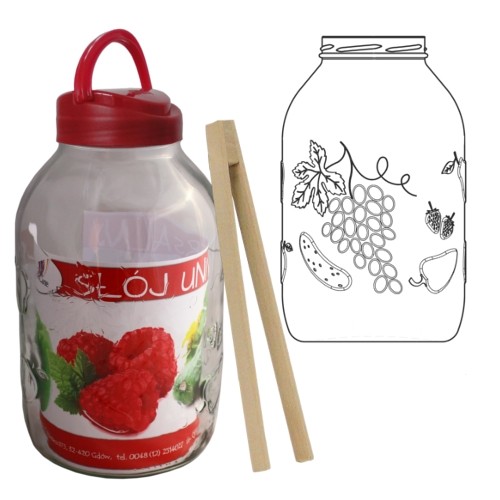 STIKLAINIS 5 L SU PLASTIKINIU DANGTELIU IR ŽNYPLĖMIS STIKLAINIS 5 L SU PLASTIKINIU DANGTELIU IR ŽNYPLĖMIS