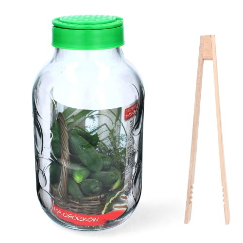 STIKLAINIS 5 L SU PLASTIKINIU DANGTELIU IR ŽNYPLĖMIS STIKLAINIS 5 L SU PLASTIKINIU DANGTELIU IR ŽNYPLĖMIS