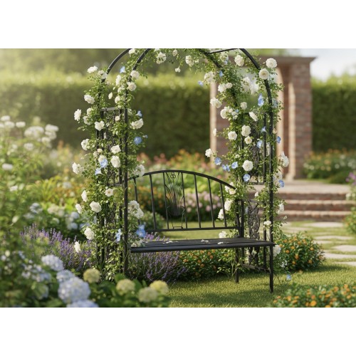 SODO PERGOLĖ SU SUOLIUKU 122 X 58 X 203 CM SODO PERGOLĖ SU SUOLIUKU 122 X 58 X 203 CM