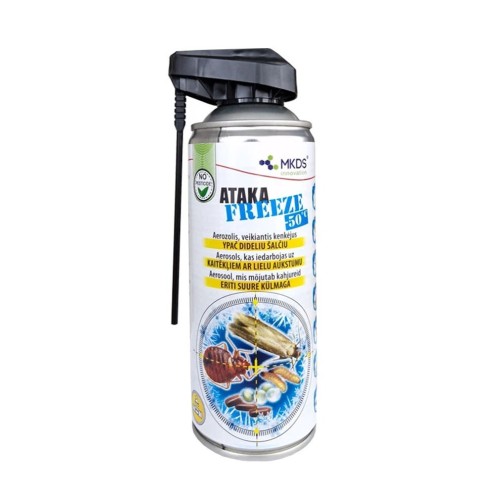 ATAKA FREEZE -50 °C ŠALČIO AEROZOLIS VABZDŽIŲ NAIKINIMUI, 400 ML ATAKA FREEZE -50 °C ŠALČIO AEROZOLIS VABZDŽIŲ NAIKINIMUI, 400 ML