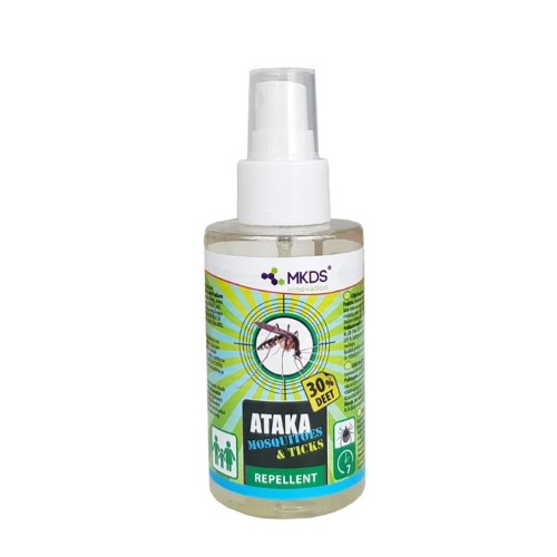 ATAKA MOSQUITOES & TICKS – REPELENTAS NUO UODŲ IR ERKIŲ, 100 ML ATAKA MOSQUITOES & TICKS – REPELENTAS NUO UODŲ IR ERKIŲ, 100 ML