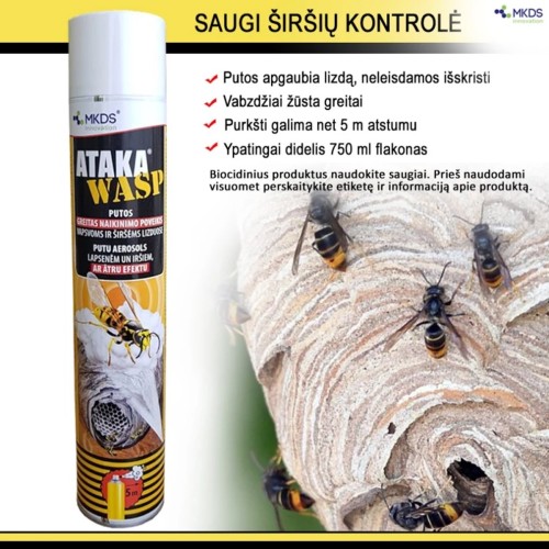 ATAKA WASP PUTOS VAPSVOMS IR ŠIRŠĖMS, 750 ML ATAKA WASP PUTOS VAPSVOMS IR ŠIRŠĖMS, 750 ML