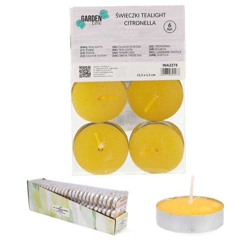 CITRONELĖS ARBATINIŲ ŽVAKUČIŲ RINKINYS, 6 VNT. CITRONELĖS ARBATINIŲ ŽVAKUČIŲ RINKINYS, 6 VNT.