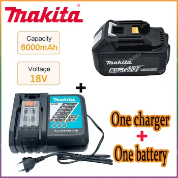 100% Originalus Makita 18V 6.0 AhRechargeable elektrinių Įrankių, Baterija su LED Li-ion Pakeitimo LXT BL1860B BL1860 BL1850