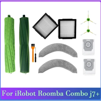 12PCS atsarginės Dalys iRobot Roomba Combo J7+ Dulkių siurblys Guminis Šepetys HEPAFilter Šoninis Šepetys Mop Audinio Maišelis Dulkėms