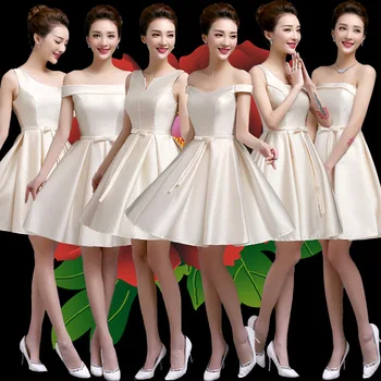 2018 naujas žodis peties bridesmaid suknelę trumpą dalį, pavasarį ir vasarą bridesmaid suknelę Misija Seserys sijonas pokylių moterims