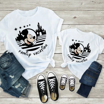 2023 Disney Šeimos Atostogų Drabužius Mickey Mouse Mados Disneilendas Kelionę T-shirts Vasaros Atsitiktinis Ropa Susipažinę Nemokamas Pristatymas