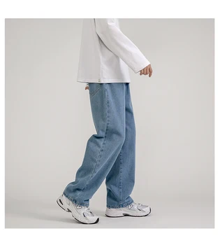 2023 Naujas Vyrų Baggy Jeans Mados Juoda Klasika Hip-Hop Džinsinio audinio Kelnės Šviesiai Mėlynos Pantalones Tiesiai Pločio Kojų Kelnės korėjos Vyrai