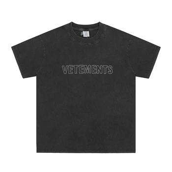 2023 Vasaros Plauti Vetements Išsiuvinėtu Logotipu T-shirt Vyrai Moterys Vetements Geriausios Kokybės Vintage Marškinėliai Viršuje Tees