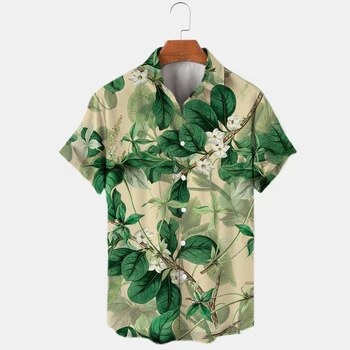 2023 Vasaros Vyrų Havajų Marškinėliai Gatvės Stiliaus Gėlių Spausdinti Beach Party, trumpomis Rankovėmis, Mados Atsitiktinis Viršūnes Atvartas Marškinėliai