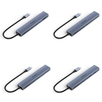 4 Prievadų USB C Hub 2USB 2TypeC USB Adapteris Aliuminio Lydinio Greitas Duomenų Perdavimas