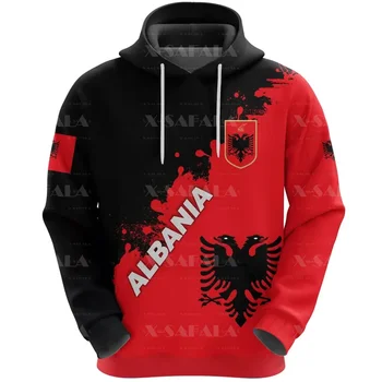 Albanija Black Eagle SHQIPERISE 3D Atspausdintas Užtrauktukas Hoodies Mens Megztiniai Megztinis su Gobtuvu Džersis sportiniai Kostiumai Outwear Kailis Atsitiktinis