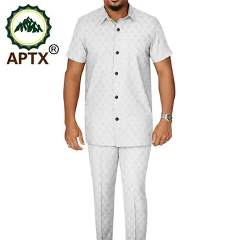 APTX vyriški Nustatyti, trumpomis Rankovėmis, Viena Breasted Marškinėliai + Full Length Kelnės Kasdien Laisvalaikio Drabužiai A2216158