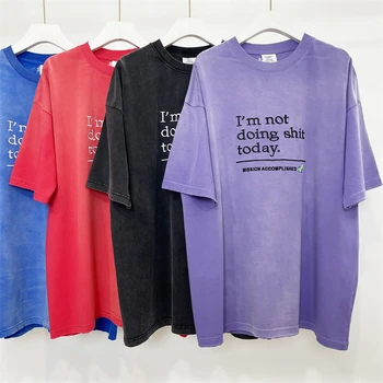 Aš Ne Daryti Sh*t, Šiandien Vetements Siuvinėjimas Logotipas T-Shirt Vyrai Moterys Streetwear Geriausios Kokybės VTM Viršuje Tees Marškinėliai Anime Drabužiai