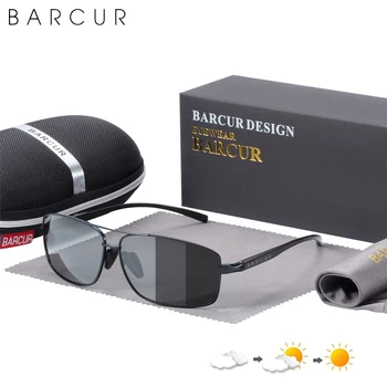 BARCUR Stačiakampio Photochromic Poliarizuoti nuo Saulės akiniai, Akiniai nuo saulės Vyrams Vairavimo Žvejybos Akiniai Oculos Gafas De Sol