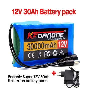 Batería portátil de iones de litio recargable, Stebėti cámara de VAIZDO con cargador, Super 12V, 30000mah, DC 12,6 v, 30Ah