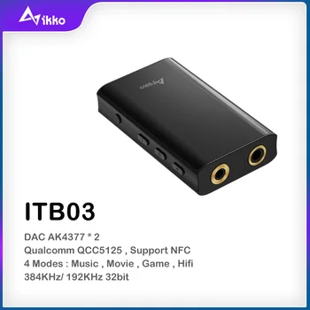 Bluetooth 5.0 Ausinių Stiprintuvas Audio Hifi Amp Vpk AK4377 palaikančių NFC Imtuvas LDAC/AAC/SBC/APTX su 3.5 mm/4.4 mm iKKO ITB03