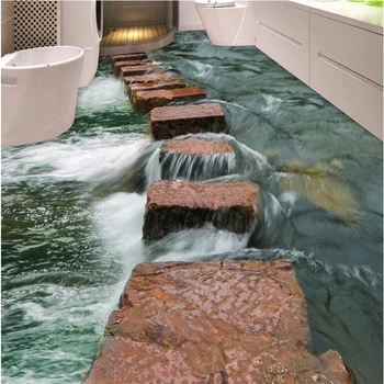 Custom grindų dažymas 3d išvalyti upės akmens plokščių kelią, vonios kambarys, miegamasis 3D grindys namų dekoro kambarį papel de parede grindys