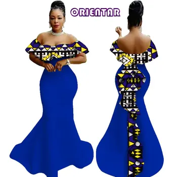 M Dydis, Akcijų Afrikos Suknelės Moterims Afrikos Vaškas Spausdinimo Seksualus Velniop Kaklo Ankara Suknelė už Šalis Vakare M Dydžio WY2919- 