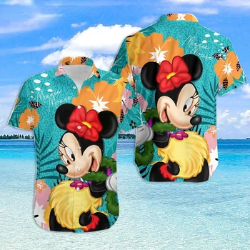 Mielas Disney Mickey, Donald Duck Havajų marškinėliai vyrams ir moterims, T-shirt