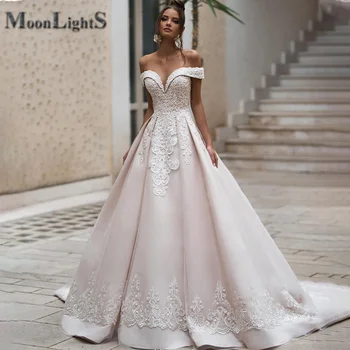 MoonlightShadow nuo Peties Vestuvių Suknelės, Elegantiškas Princesė Brangioji Nuotakos Suknelė Nėrinių Appliques Vestido De Noiva