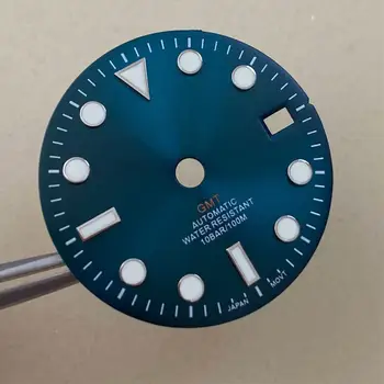 nh34 dial watch priedai nh34 sunray rinkimo žalios šviesos juoda-mėlyna nh34 GMT judėjimas, 29mm perjungiklis